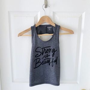 3 for $25 / OLD NAVY ACTIVE “STRONG IS BEAUTIFUL” TWIST BACK GREY TANK